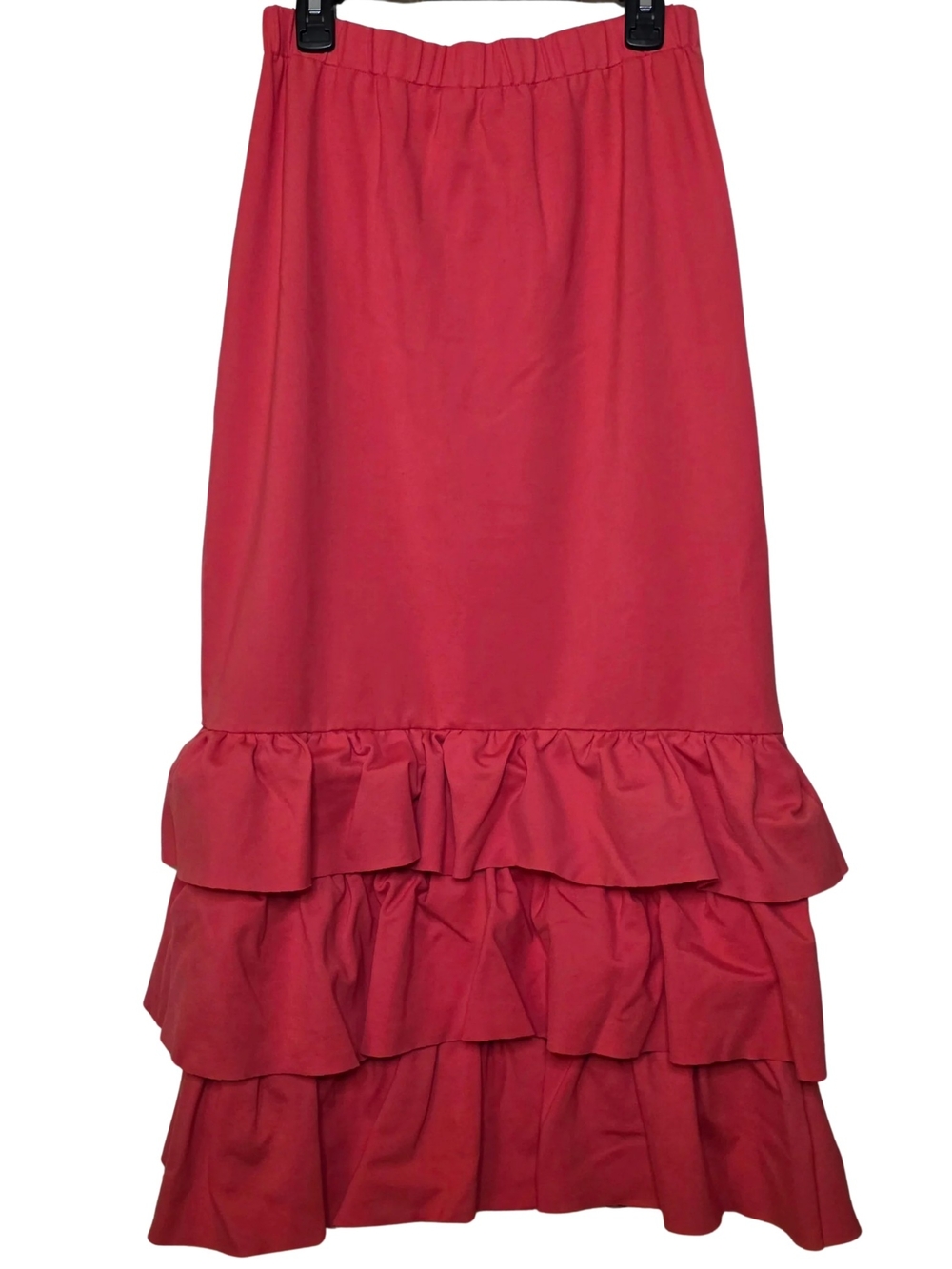 Dainty Jewells Coral Pink Ruffle Tiered Midi Skirt